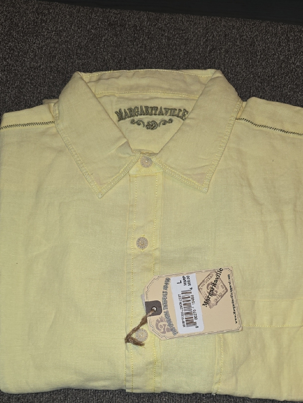 Margaritaville Pale Yellow Short-Sleeve Button Down Shirt